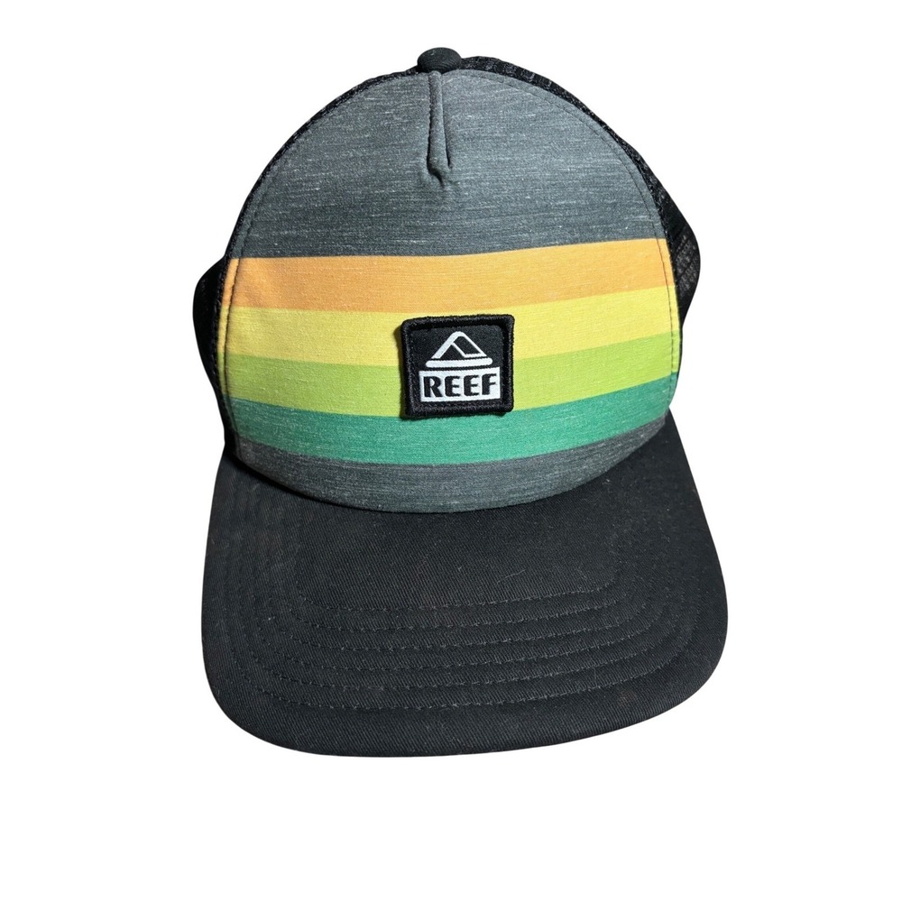 Reef Mens Trucker Hat Mesh Snapback Grey Rainbow Stripe Surf Cap One‎ Size